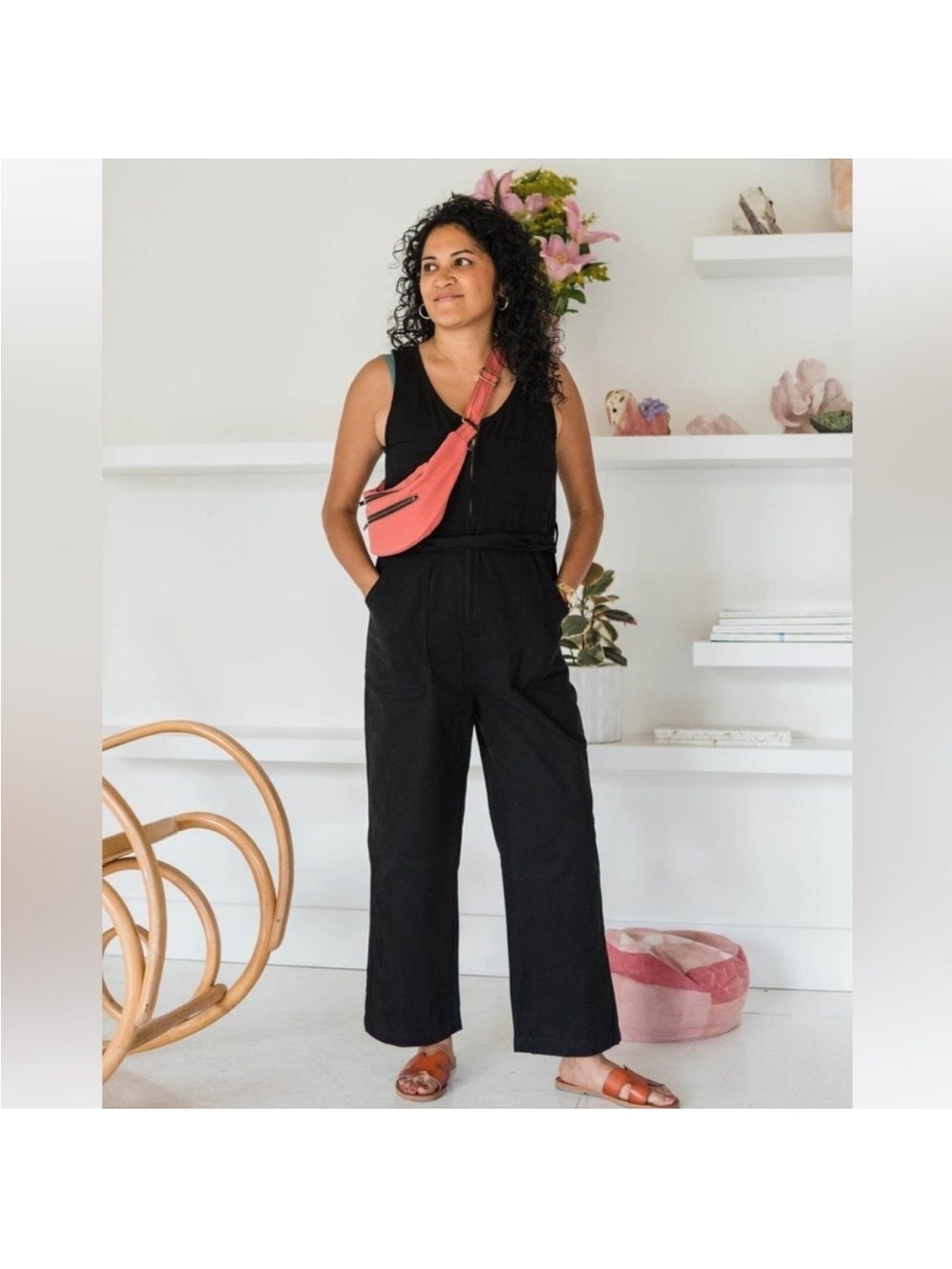 Una Pluma Cremallera Jumpsuit Small Black